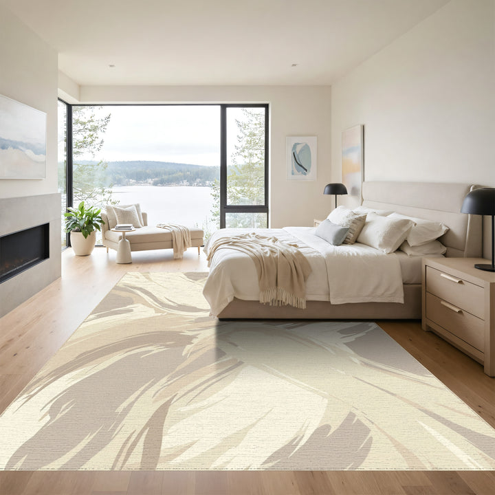 Earthy Brushstroke Abstract Waves Rug