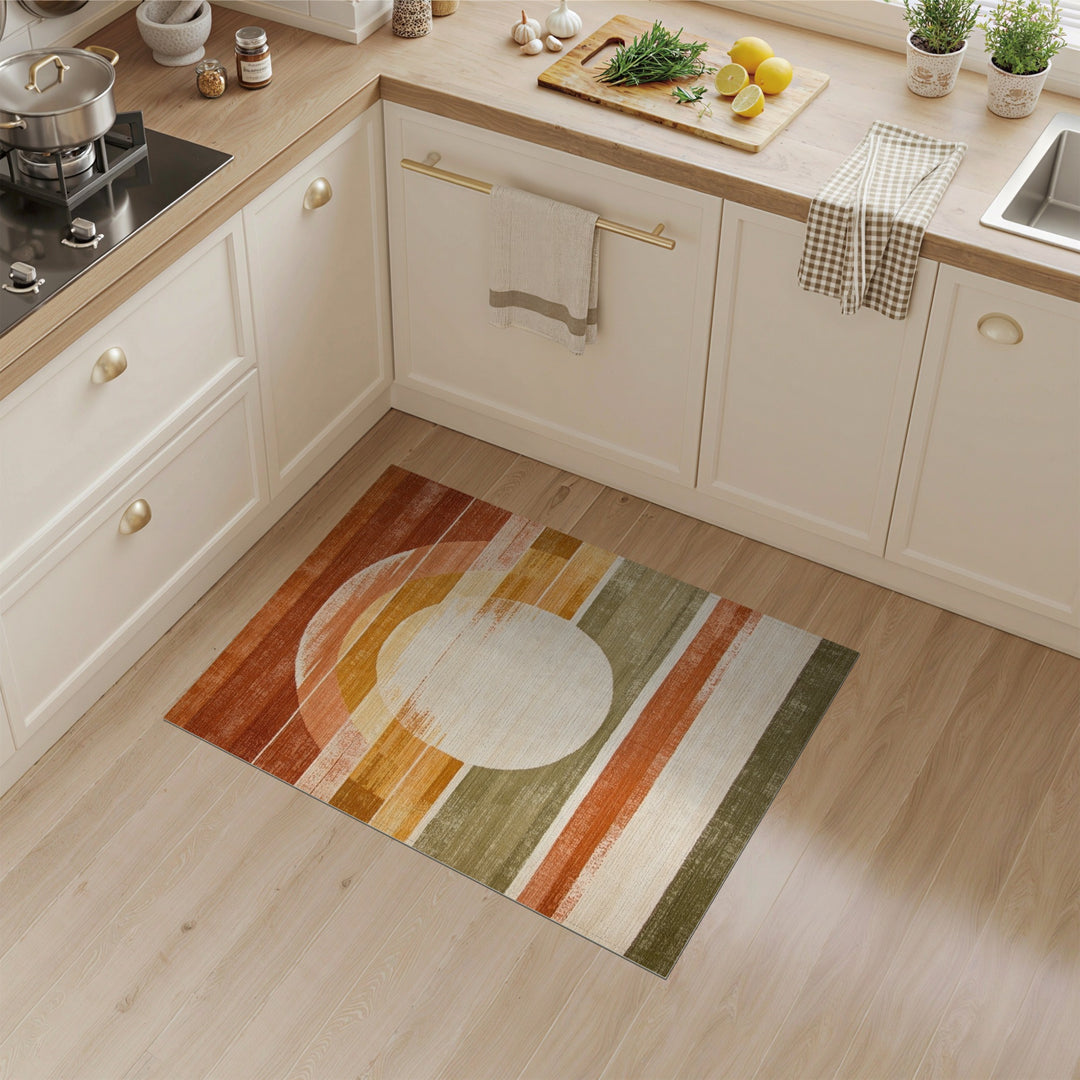 Orange Geometric Circle Area Rug