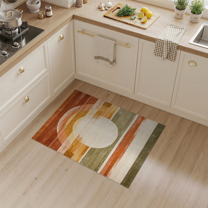 Orange Geometric Circle Area Rug