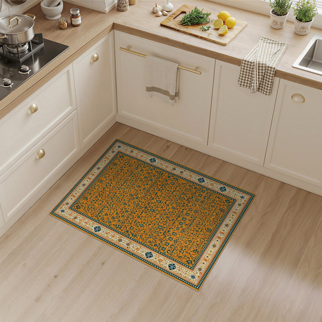 Vibrant Orange Traditional Persian Area Rug