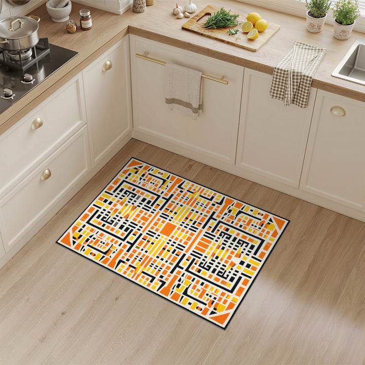 Orange Geometric Modern Area Rug