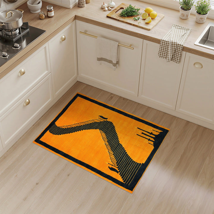 Candlelit Staircase Orange Area Rug