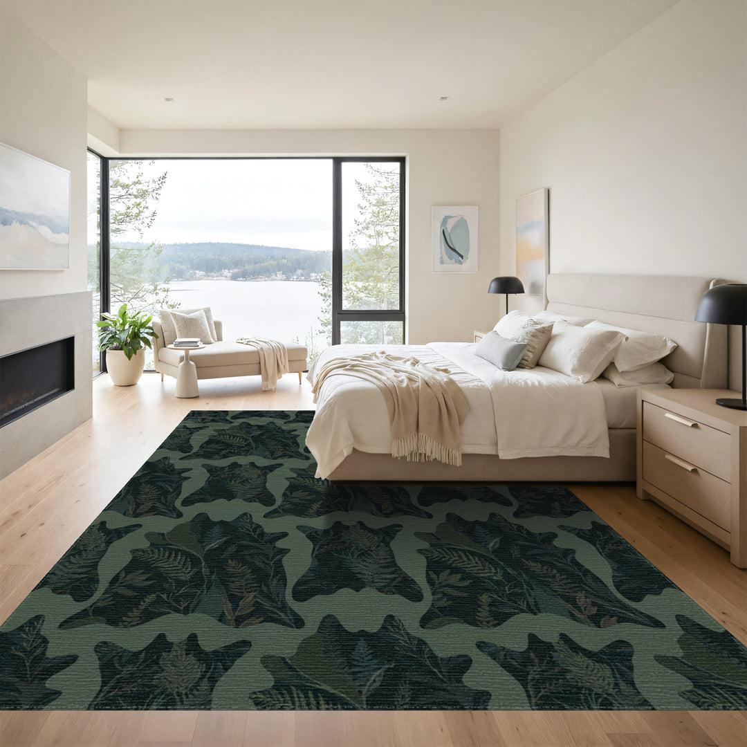 Dark Forest Foliage Animal Pelt Rug