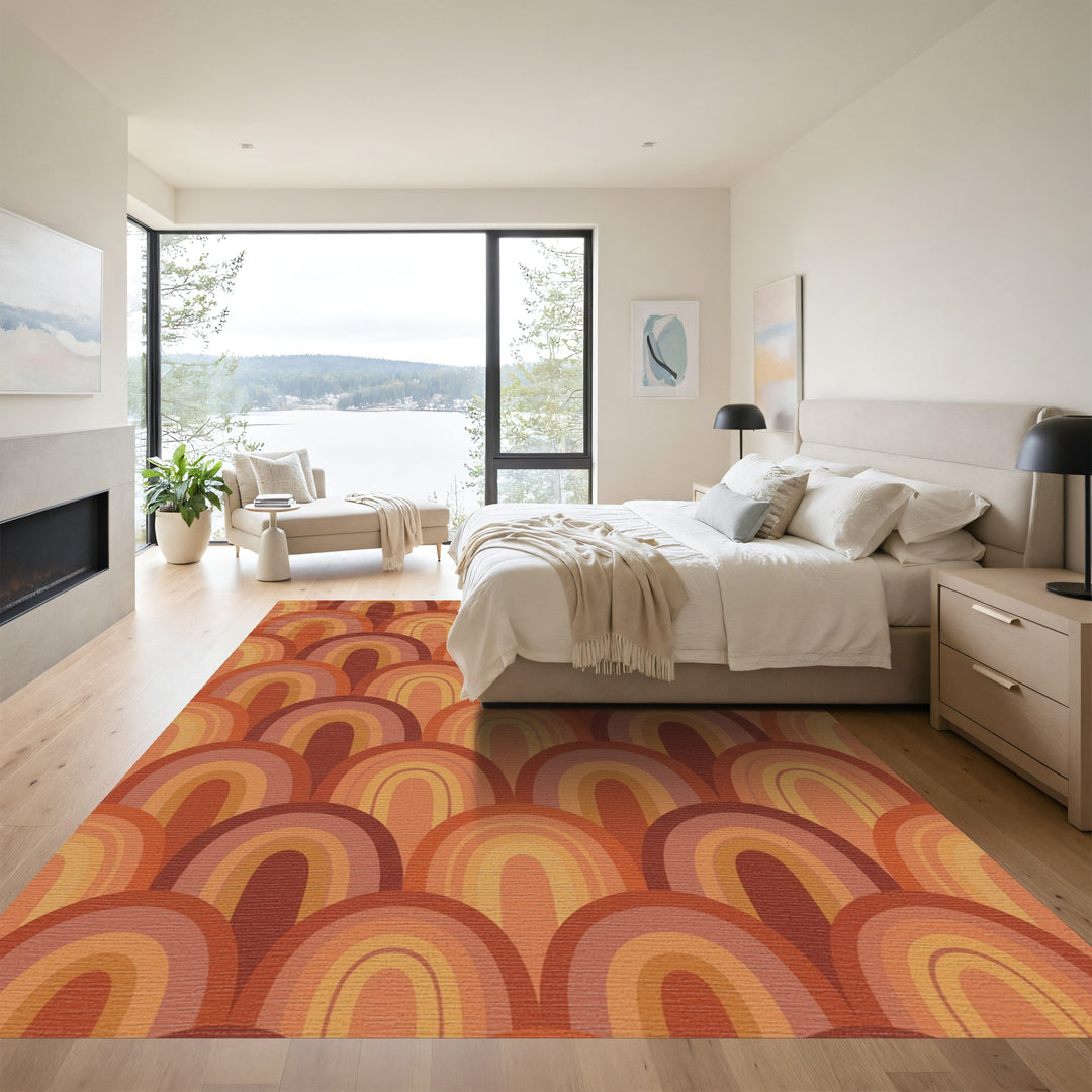 Retro Arch Rainbow Terracotta Rug