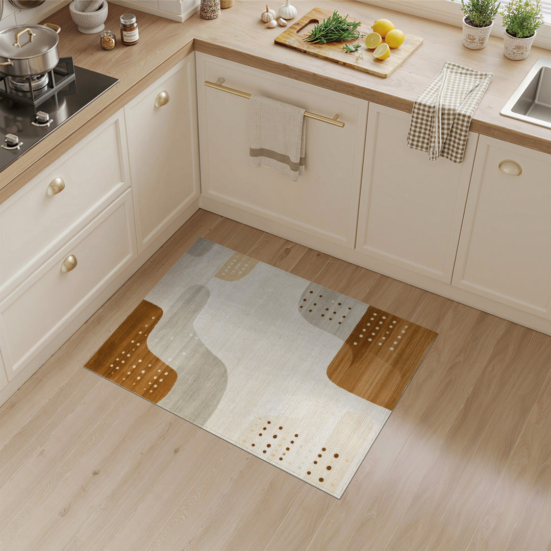 Brown and Tan Abstract Area Brown Abstract Wave Area Rug
