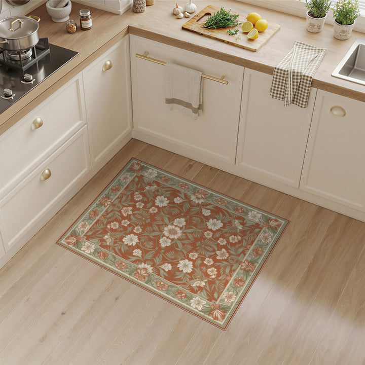 Red Floral Vintage Area Rug