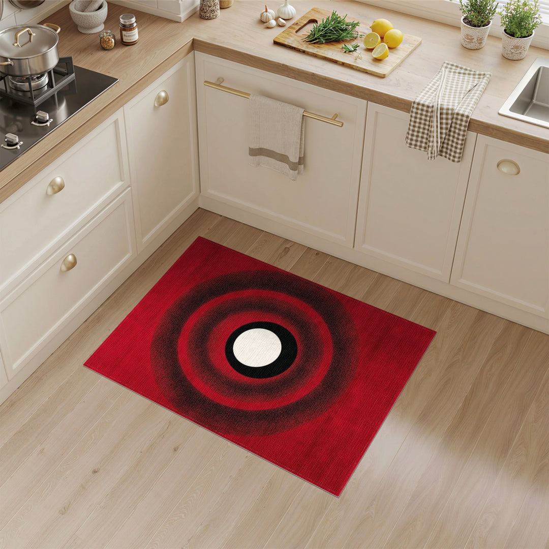 Geometric Modern Red Concentric Circles Geometric Area Rug
