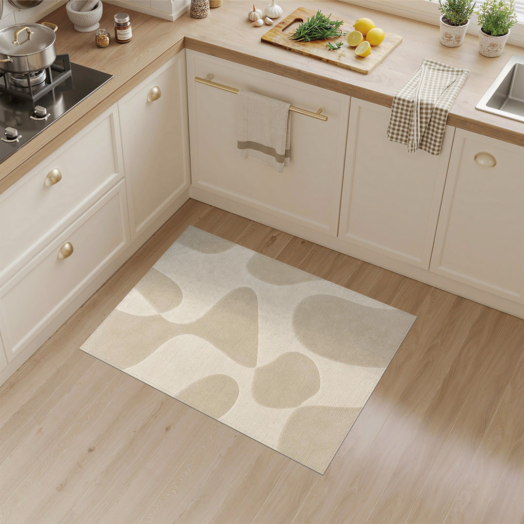 Beige and Neutral Organic Beige Organic Abstract Area Rug