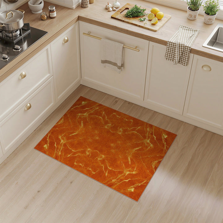 Orange Gold Vein Abstract Area Rug