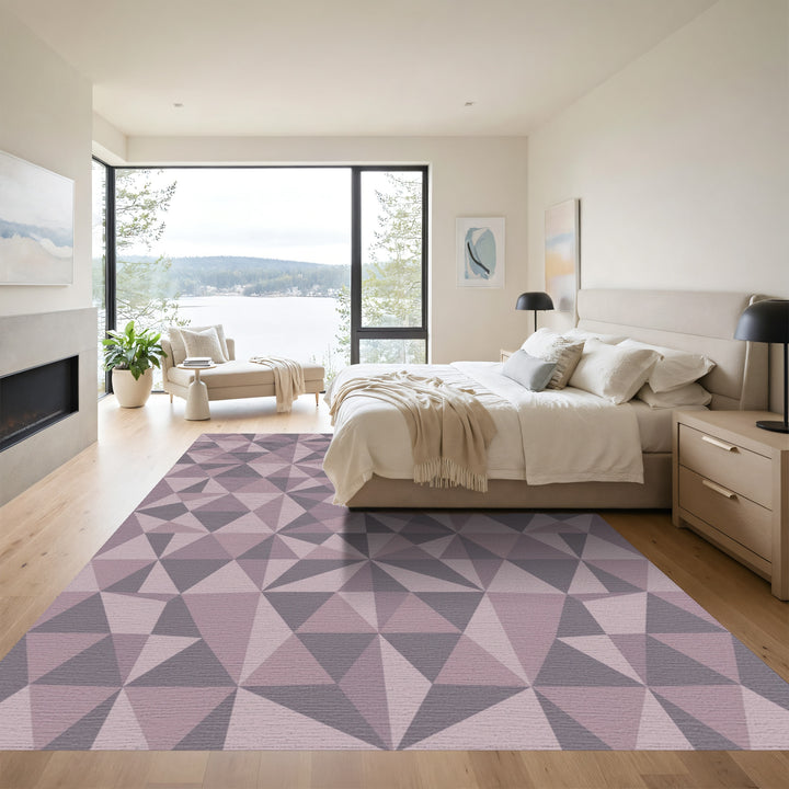 Mauve Gray Geometric Prism Rug