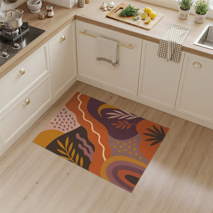 ODIKA Abstract Orange Leaf Area Rug
