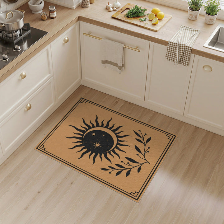 Celestial Sun Moon Brown Area Rug