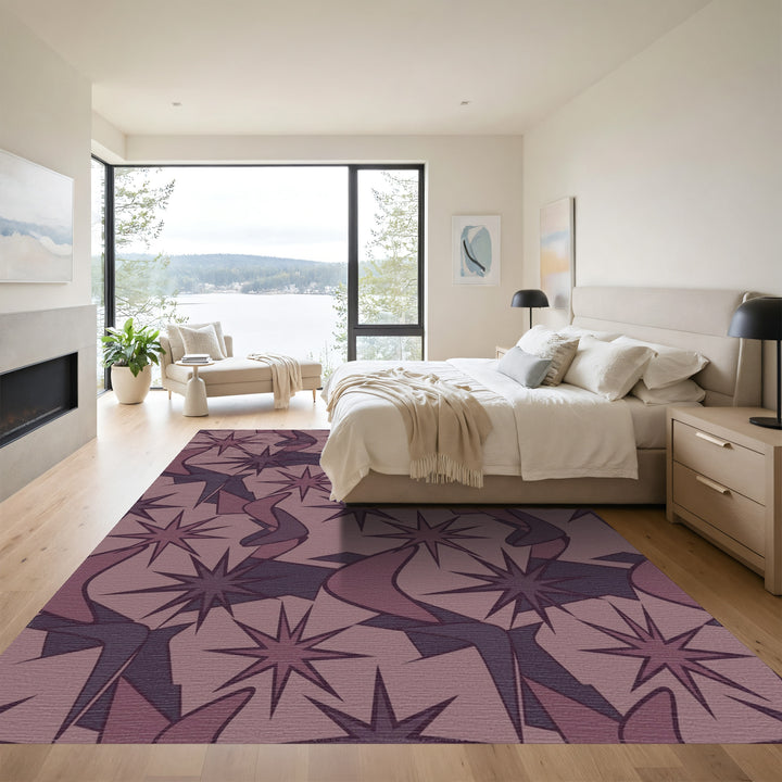 Mauve Abstract Starburst Boomerang Rug