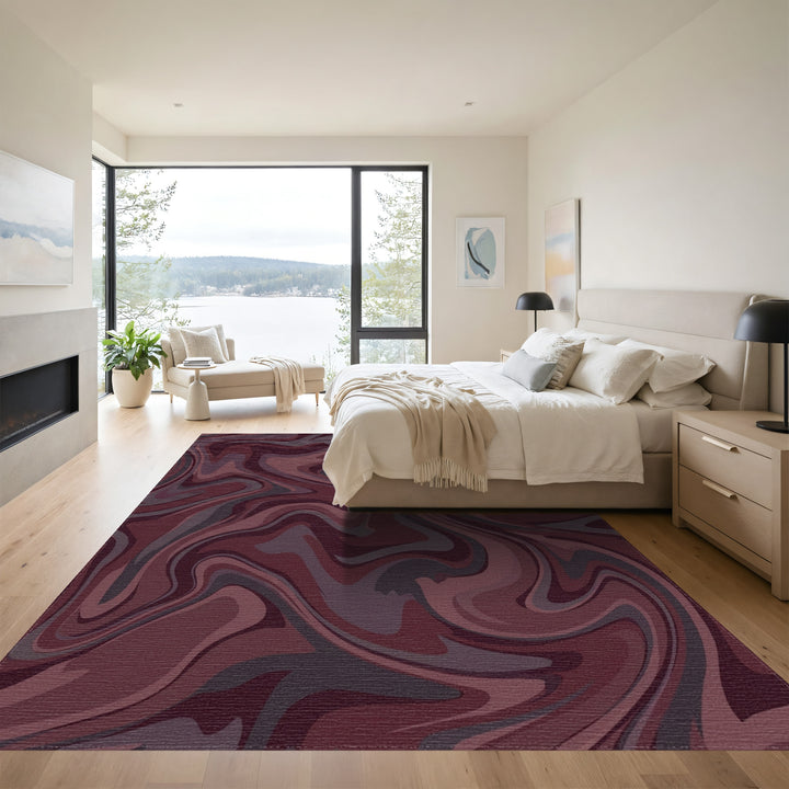 Deep Plum Swirl Marble Rug