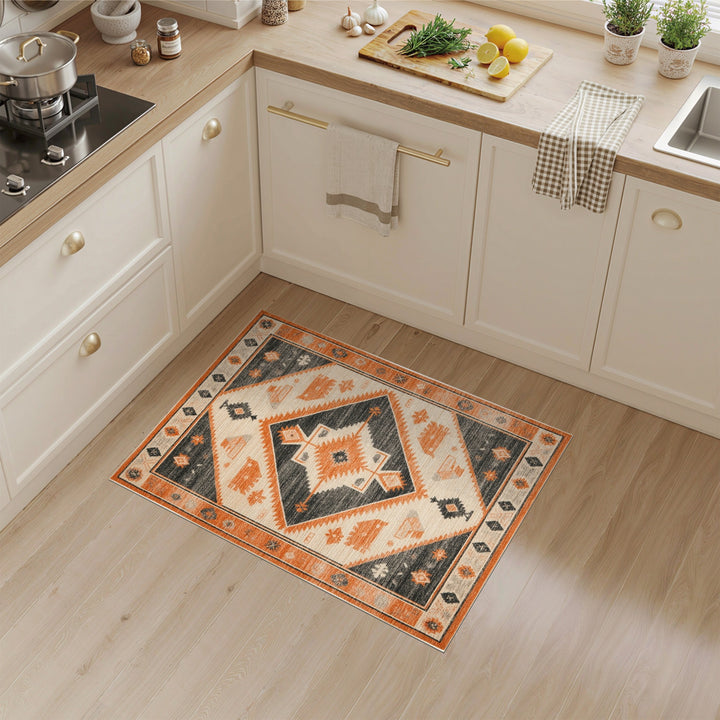 Southwestern Orange Geometric Area Rug