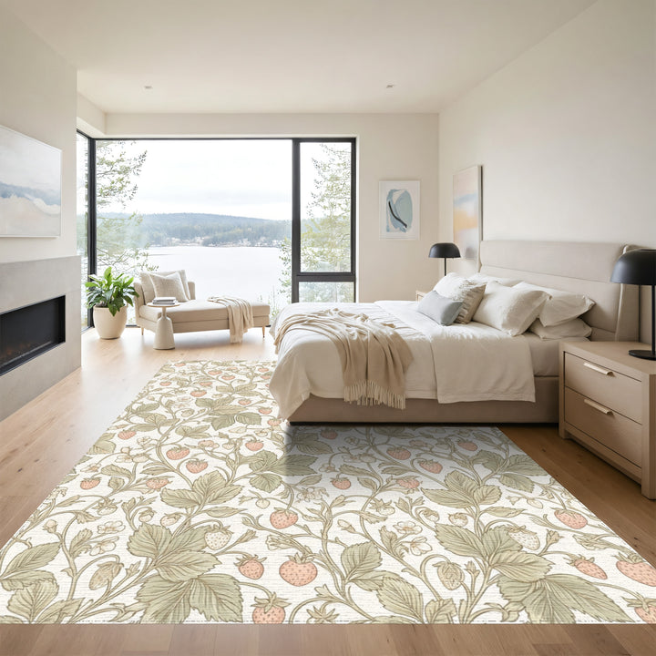 Pastel Strawberry Vine Garden Rug
