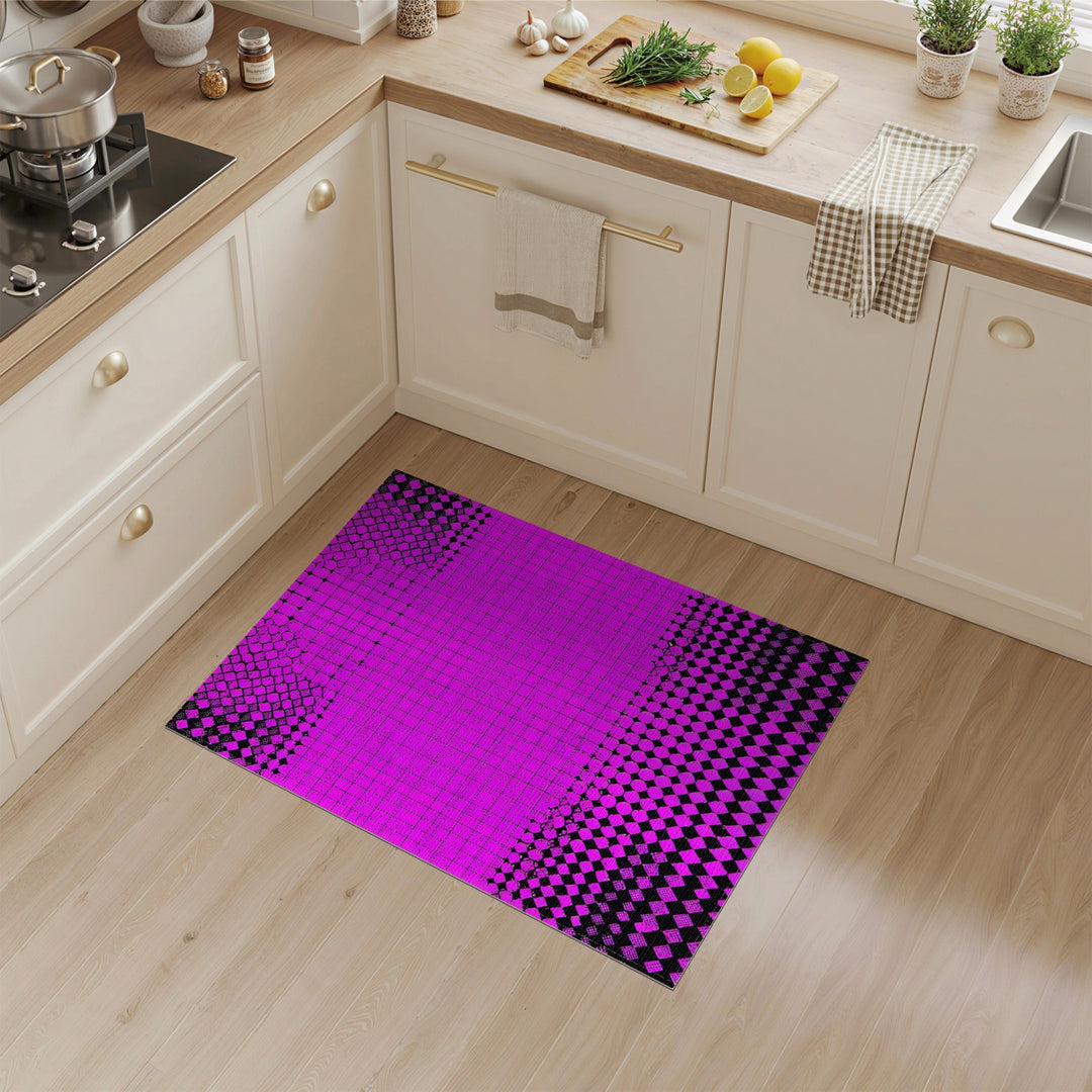 Bold Pink Geometric Washable Area Rug