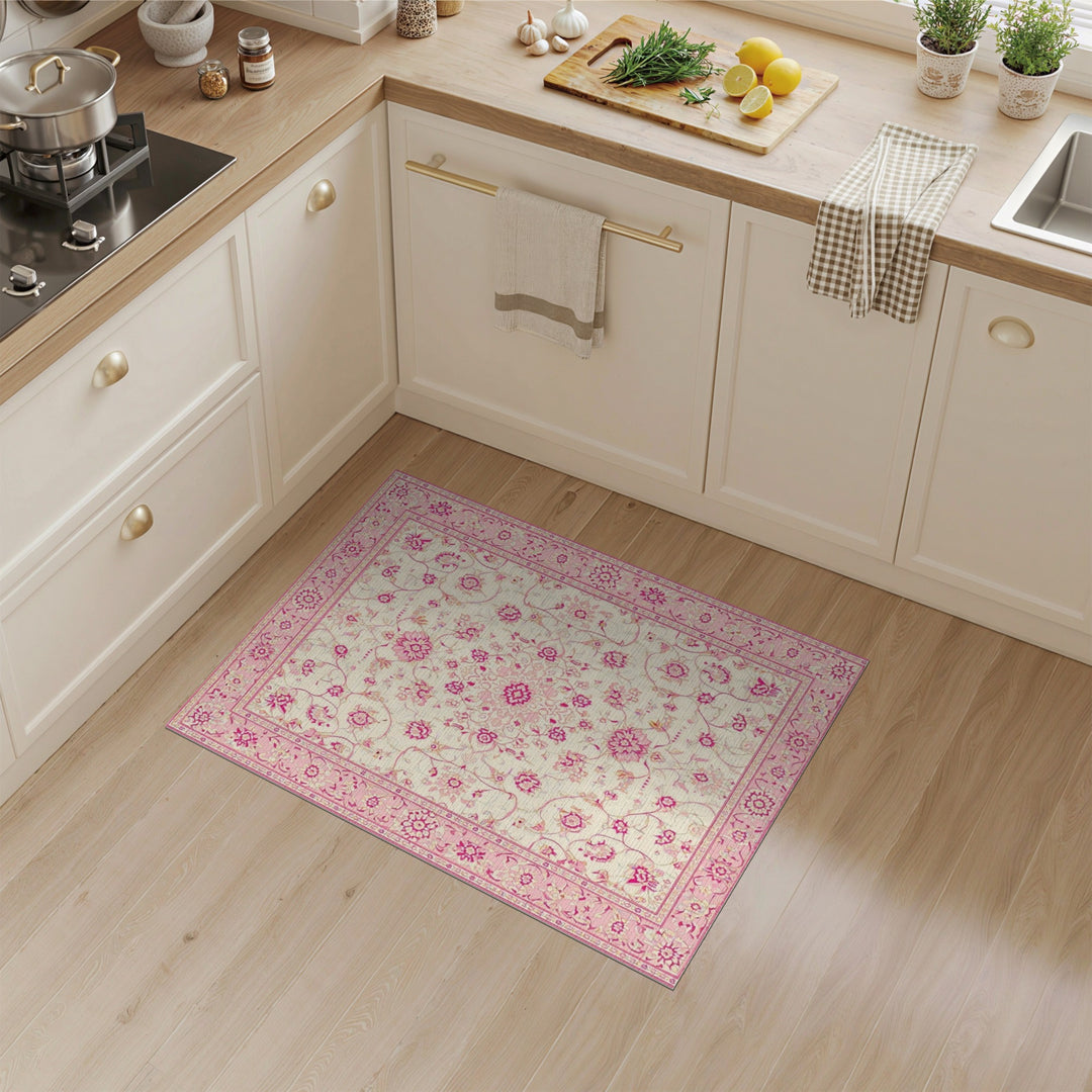 Pink Floral Vintage Area Rug