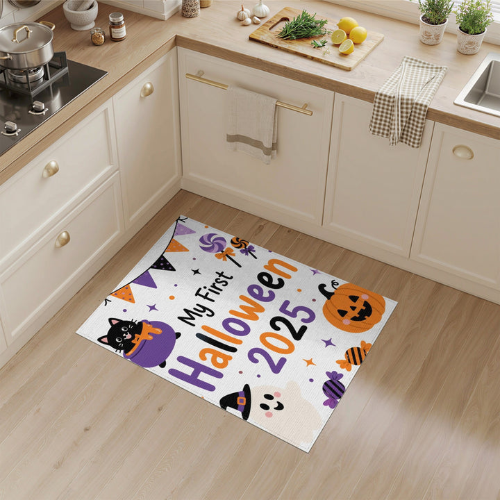 Kids Cartoon Multi-color and Patterns My First Halloween 2025 Kids Area Rug