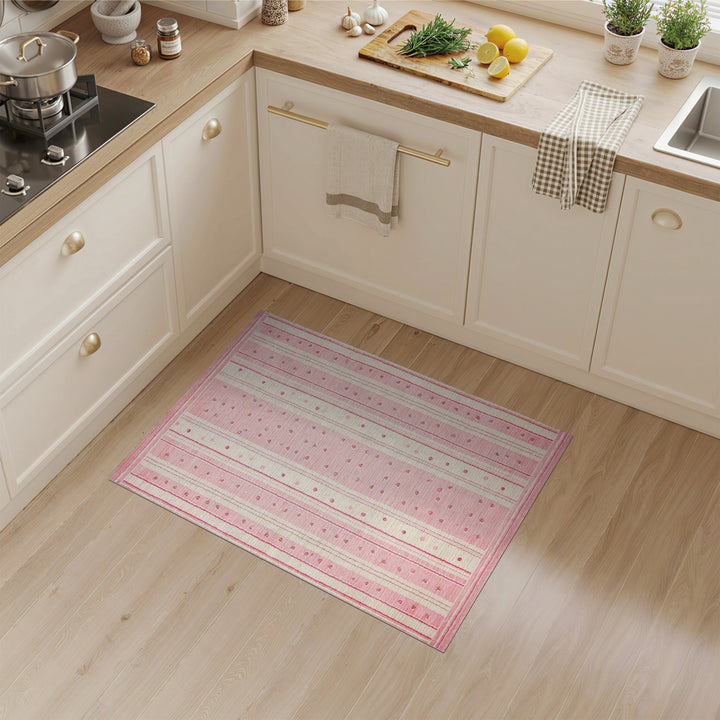Pink Strawberry Striped Area Rug