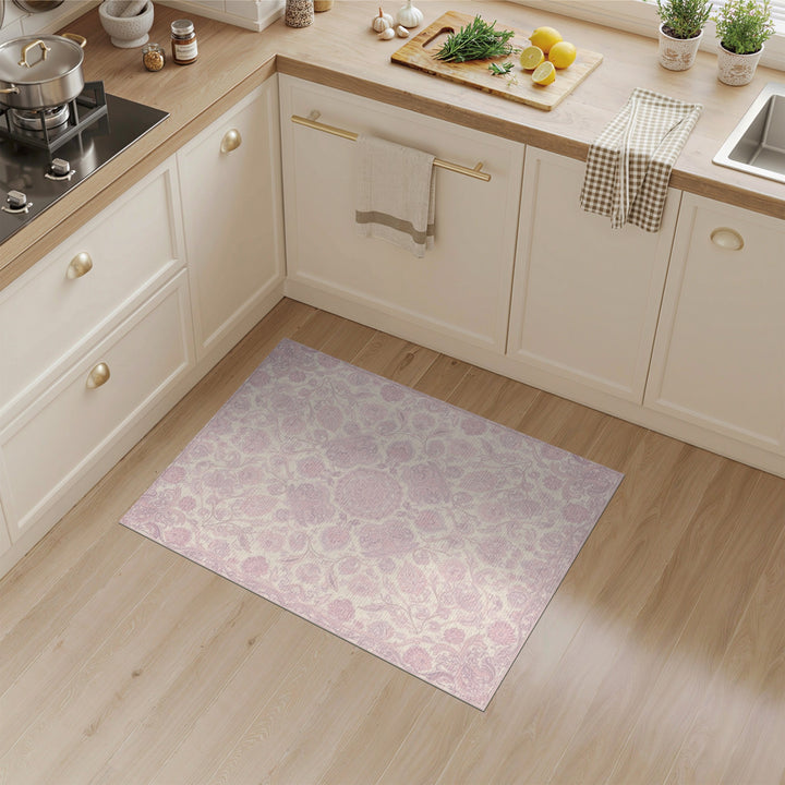 Blush Pink Floral Vintage Area Rug