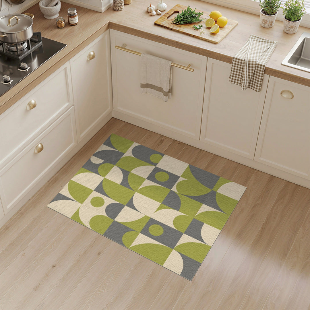 Green Geometric Circle Area Rug