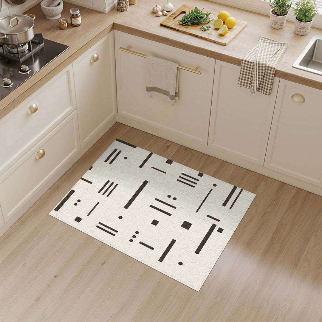 Beige Geometric Lines Area Rug