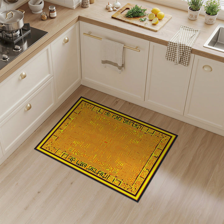 Yellow Geometric Labyrinth Area Rug