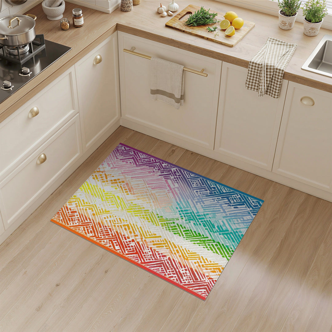 Vibrant Geometric Modern Vibrant Rainbow Geometric Area Rug