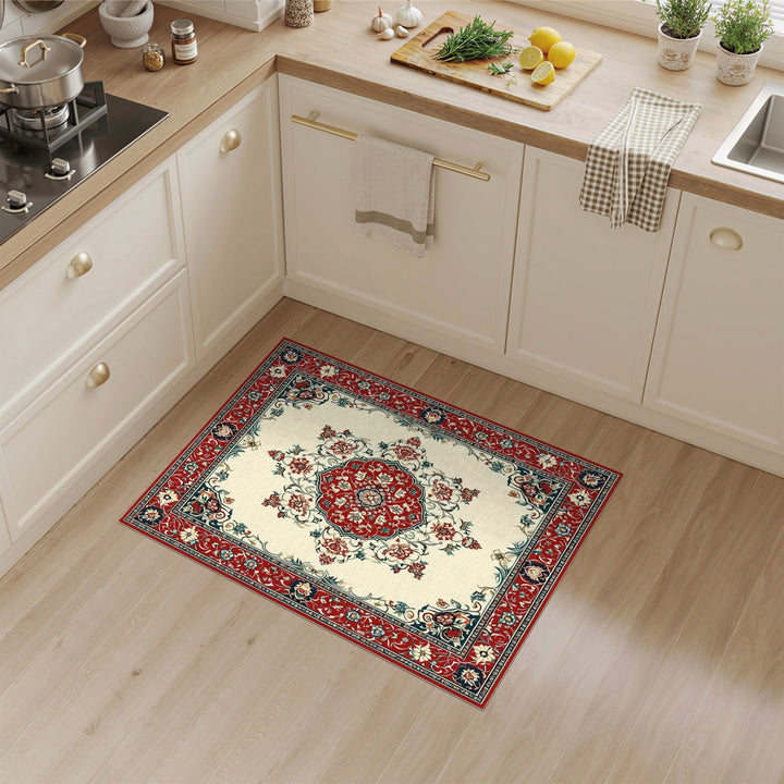 Red Persian Floral Medallion Area Rug