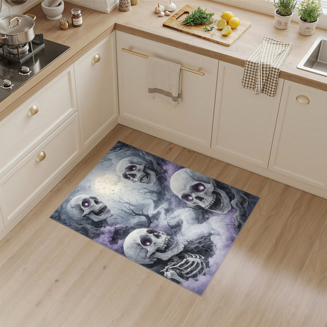 Purple Skull Mist Gothic Area Rug