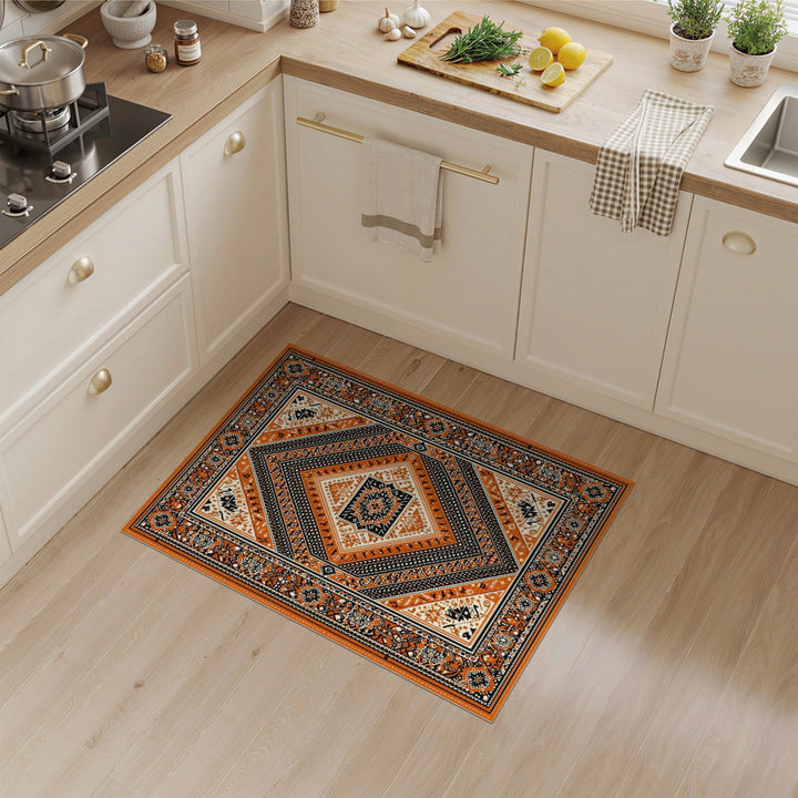 Orange Southwestern Diamond Southwestern Area Rug