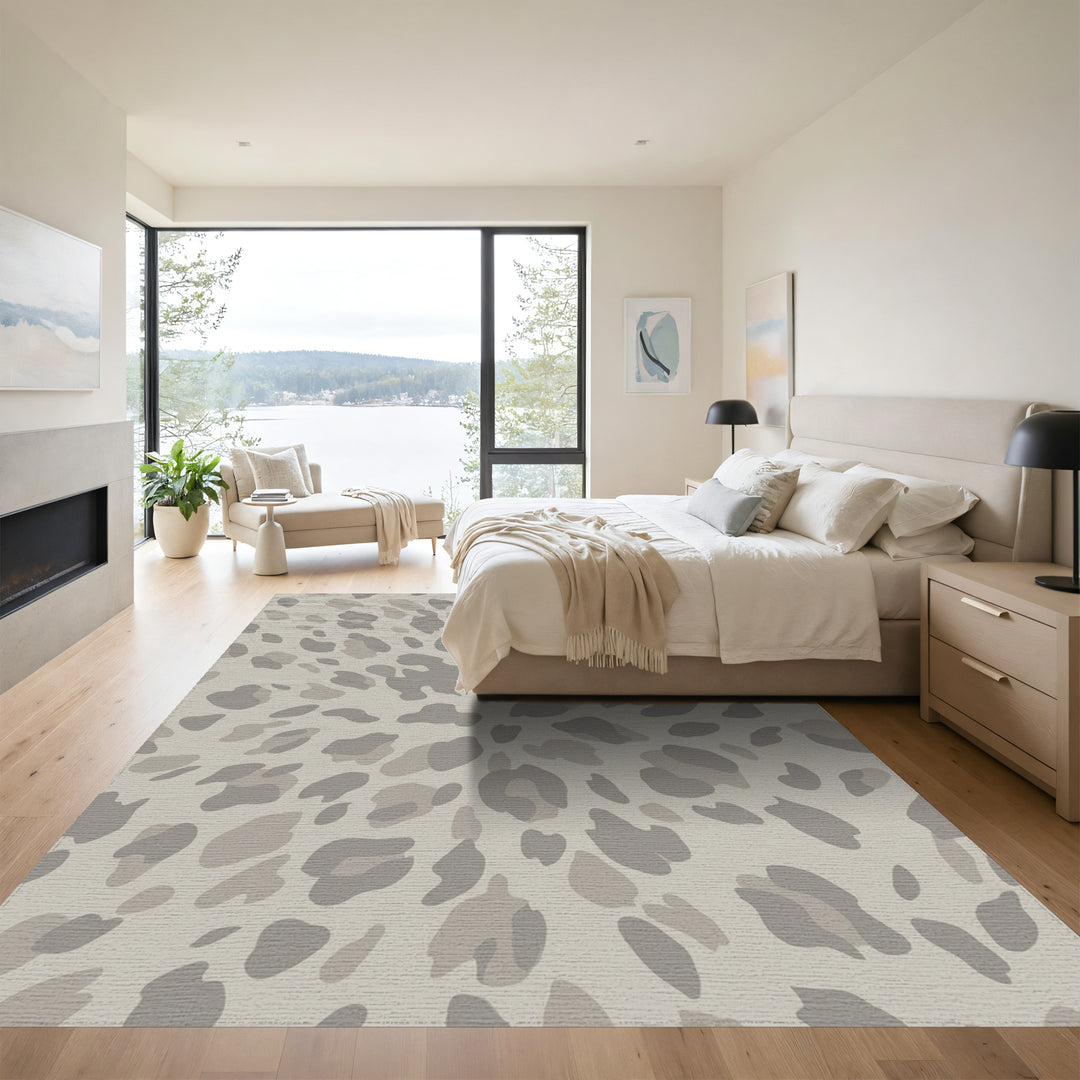 Neutral Taupe Animal Print Spots Rug
