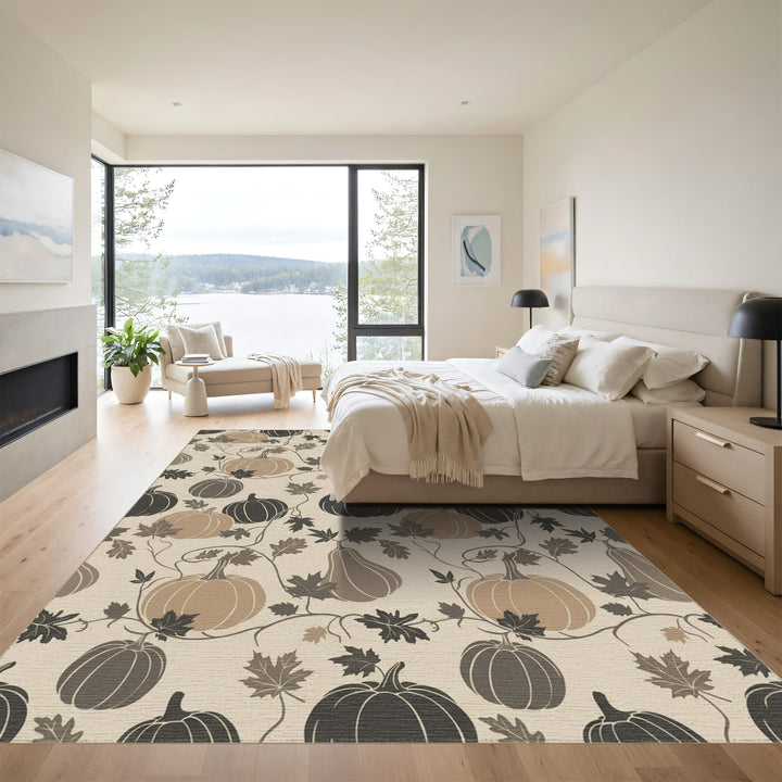 Autumn Pumpkin Vine Swirl Rug