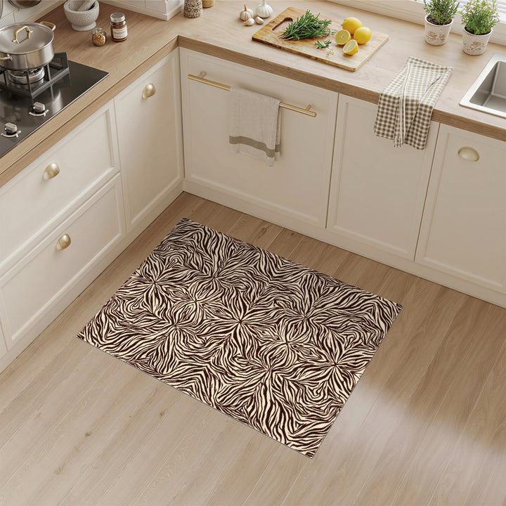 Brown Geometric Zebra Stripe Area Rug