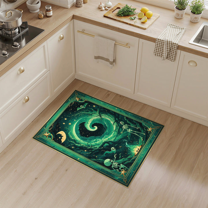 Mystic Green Vortex Skeleton Area Rug