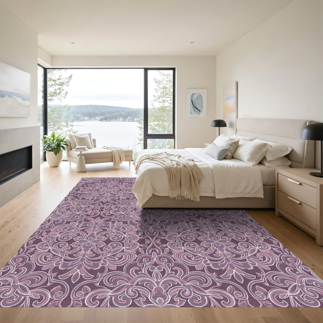 Plum Floral Acanthus Vine Rug