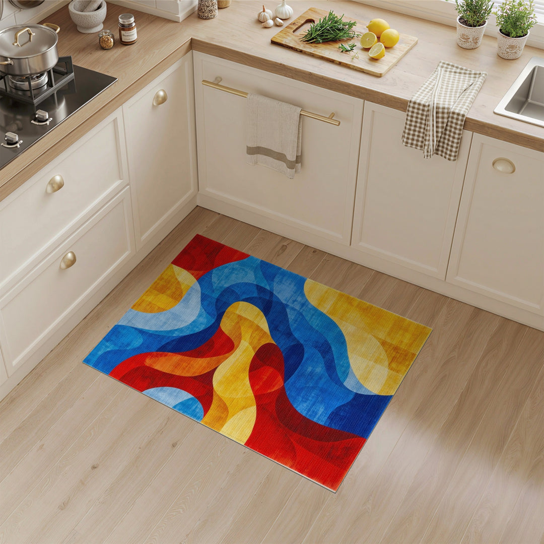 Vivid Wavy Abstract Multi-Color Area Rug