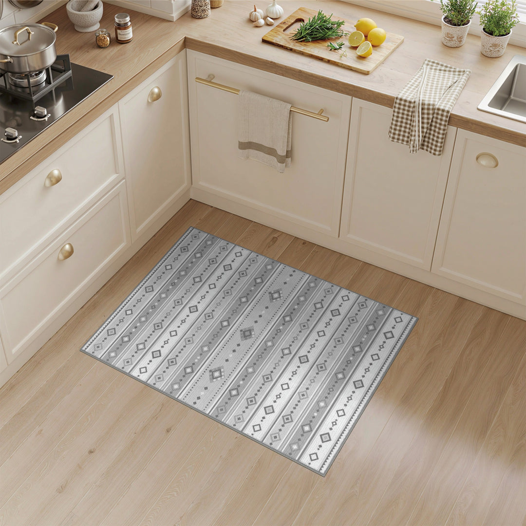 Grey Geometric Diamond Area Rug