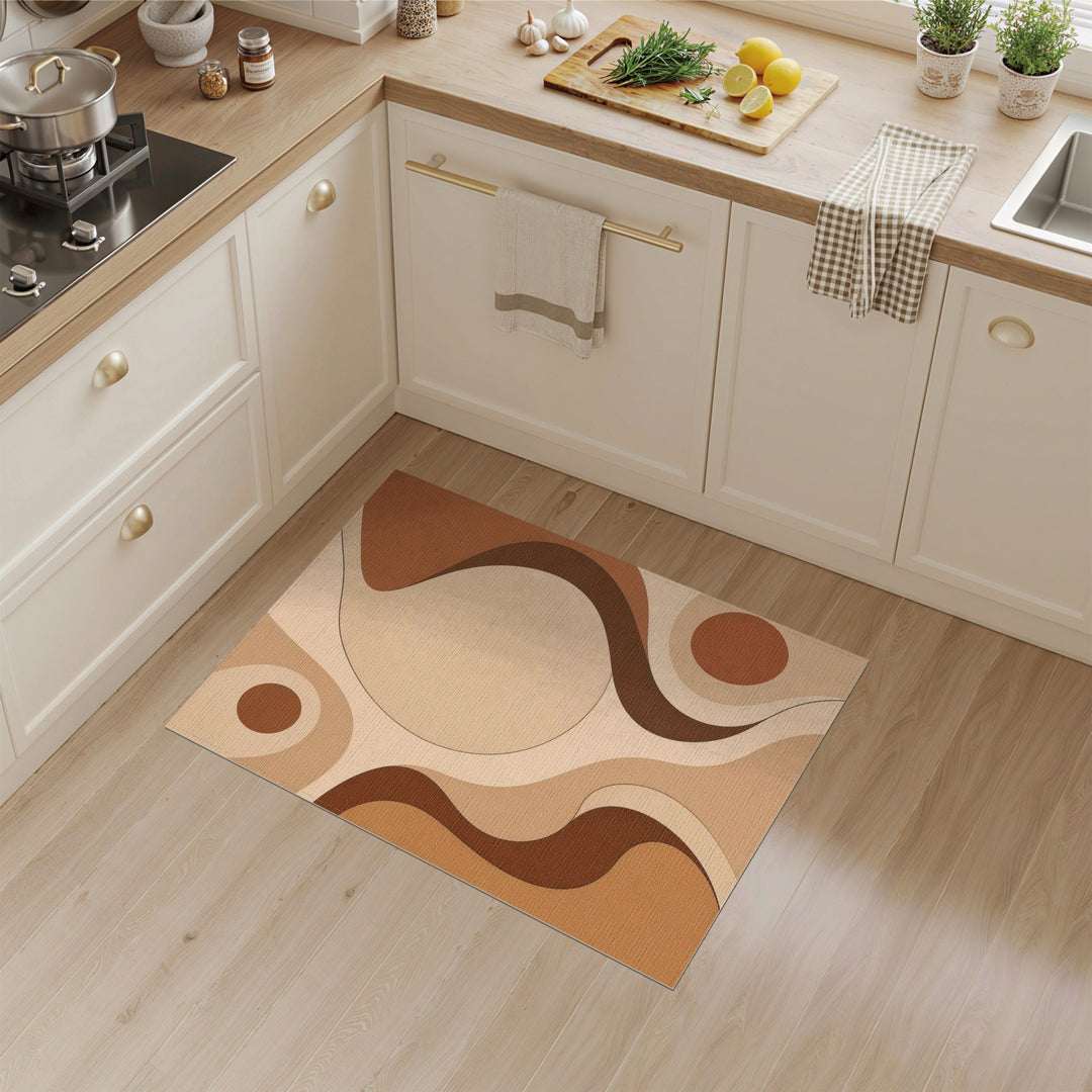 Brown and Tan Abstract Brown Flow Area Rug