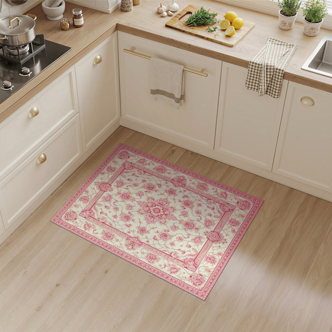 Pink Floral Vintage Area Rug