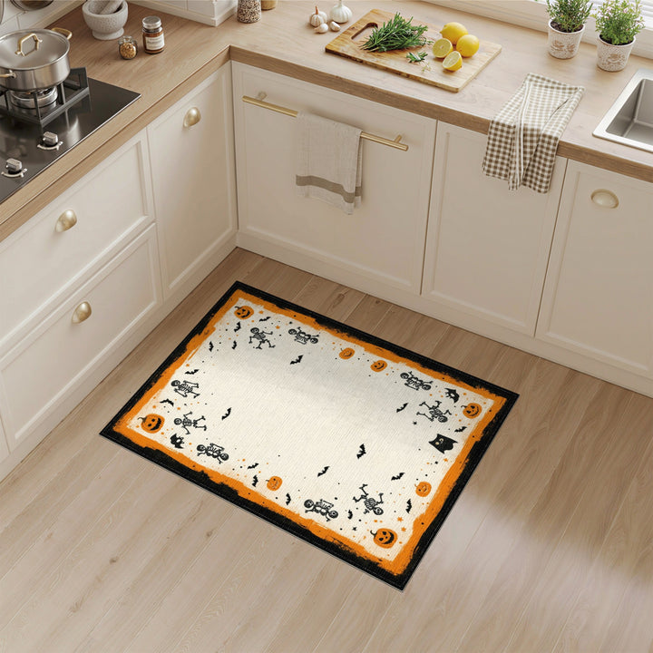 Vintage Halloween Skeleton Pumpkin Area Rug
