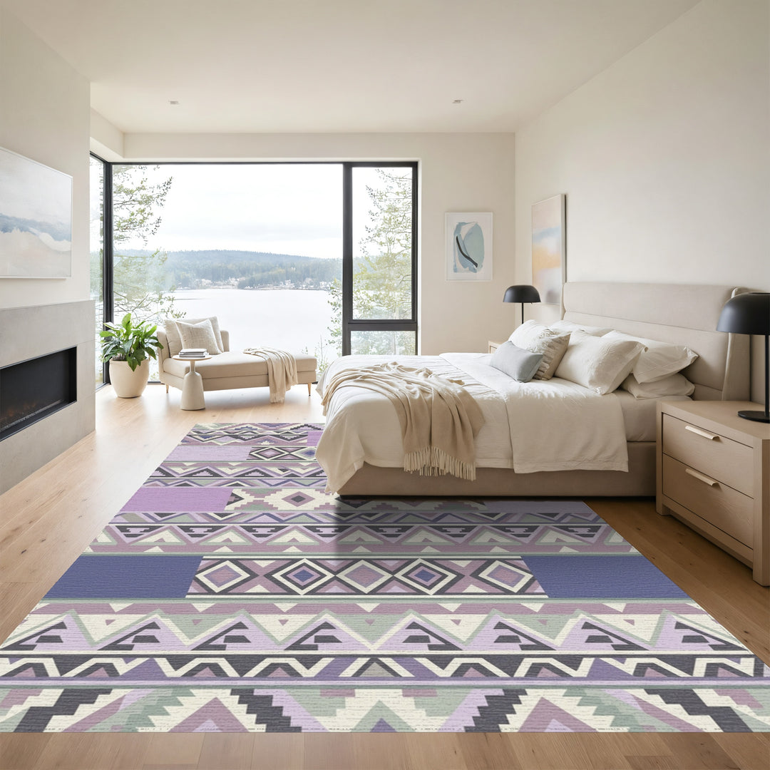 Pastel Geometric Tribal Stripe Rug