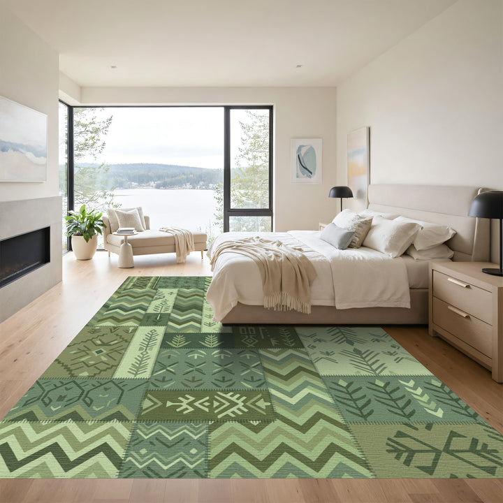 Earth Tones Geometric Patchwork Rug
