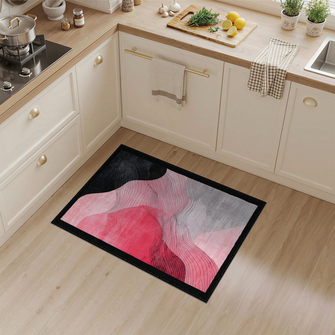 Pink Abstract Wave Area Rug
