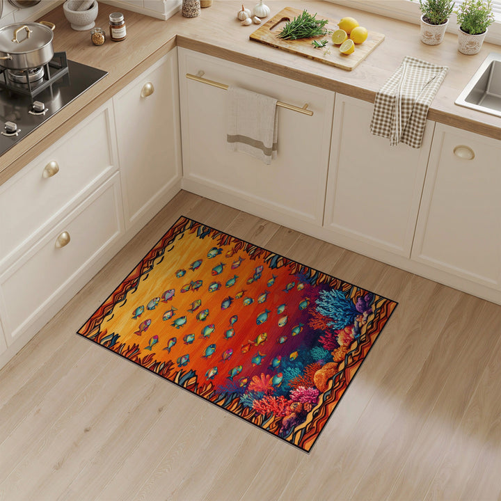 Vibrant Ocean Fish Coral Area Rug
