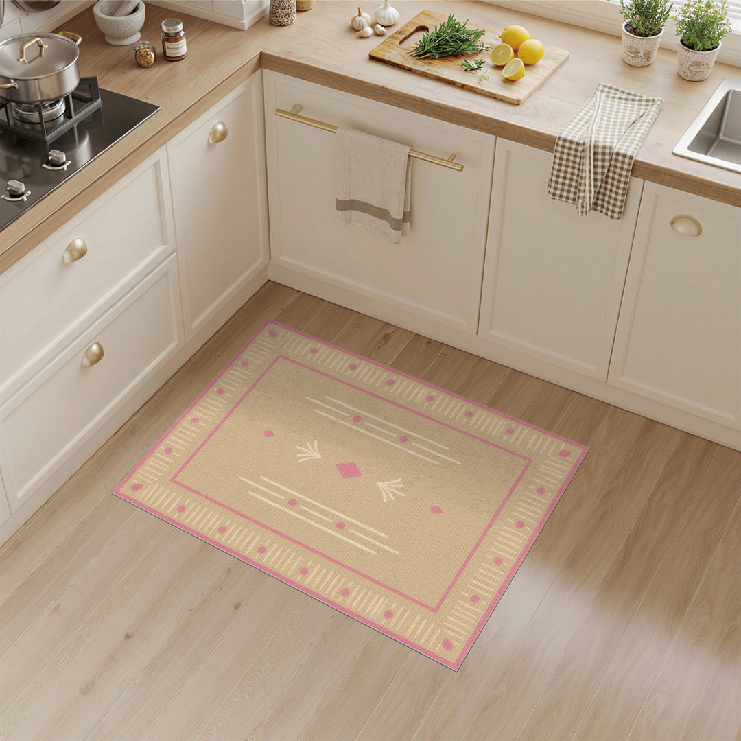 Beige Pink Geometric Area Rug