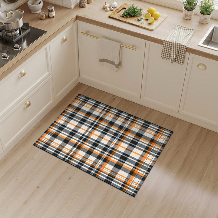 Multi-color and Patterns Orange Plaid Geometric Area Rug