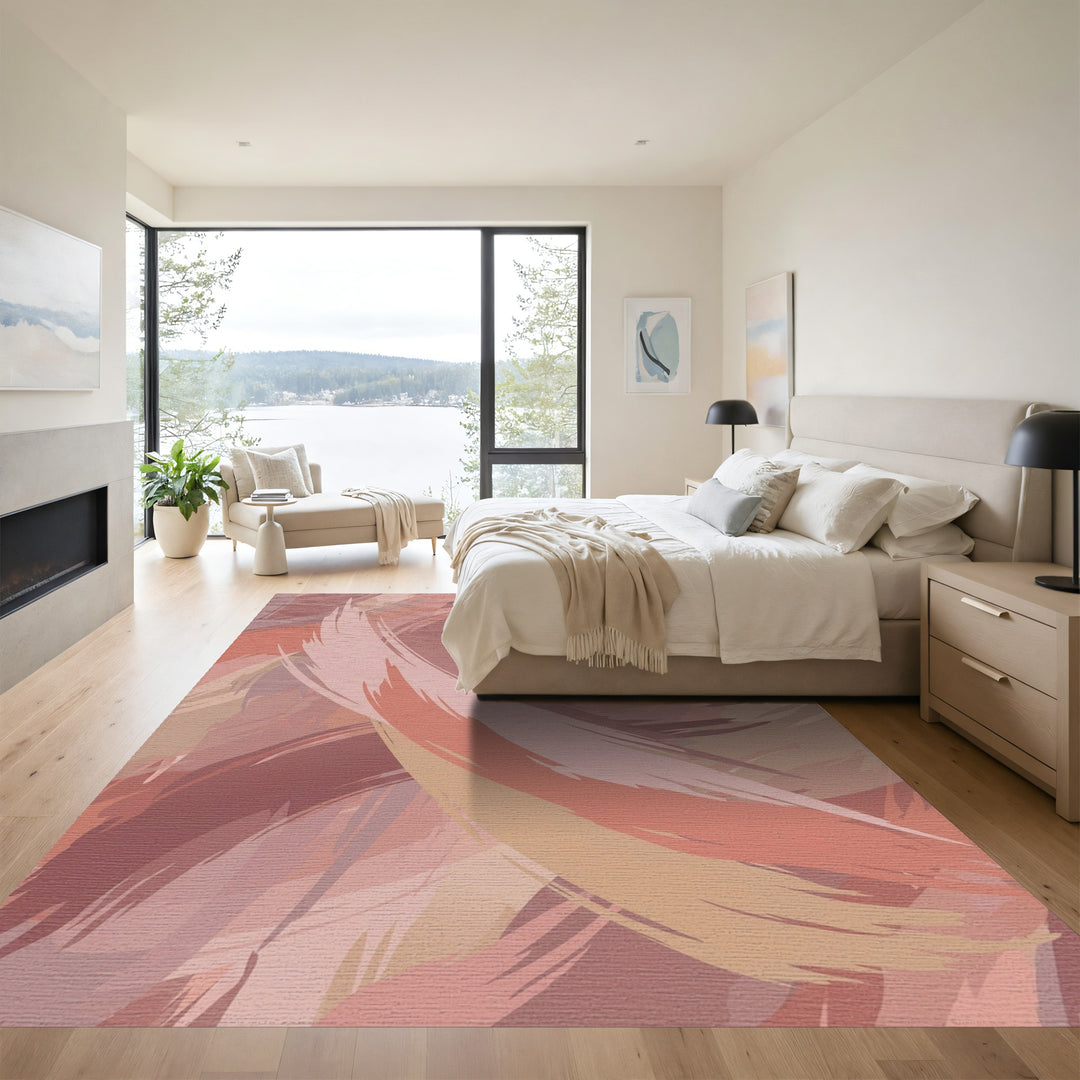 Dusty Rose Brushstroke Swirl Rug