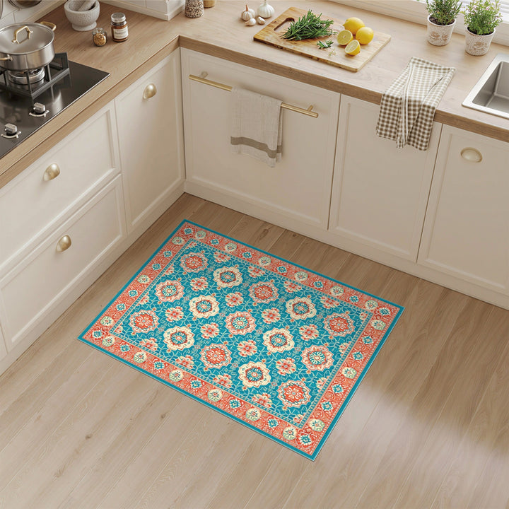 Teal Red Medallion Persian Area Rug